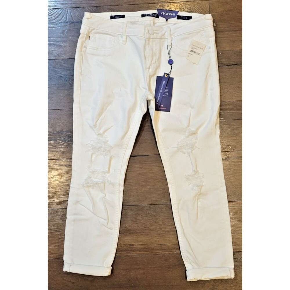 Vigoss Women's Jeans White Thompson Tomboy 28 x 25 Mid-Rise Ankle